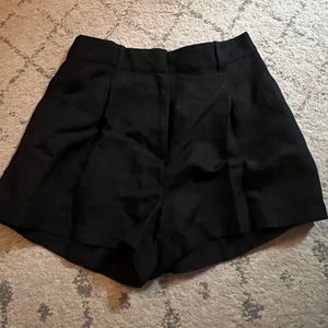 Black high waisted linen blend shorts